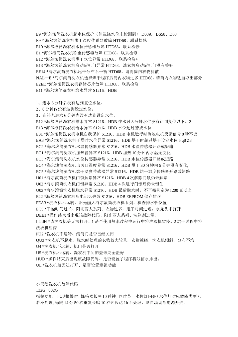 全自动洗衣机故障代码_第2页