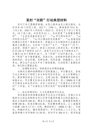 村双联行动典型材料