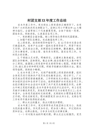 村团支部年度工作总结