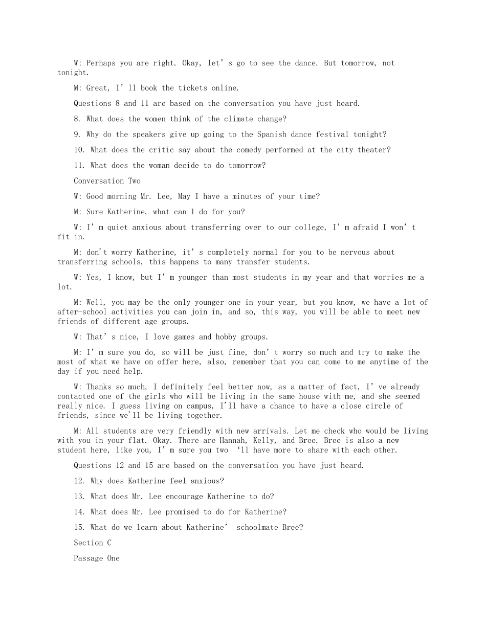 全网最全——2018年6月英语四级真题听力原文及答案解析_第3页