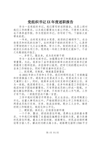 党组织书记年度述职报告