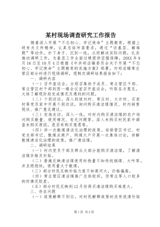 村现场调查研究工作报告