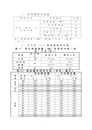 体测评分标准