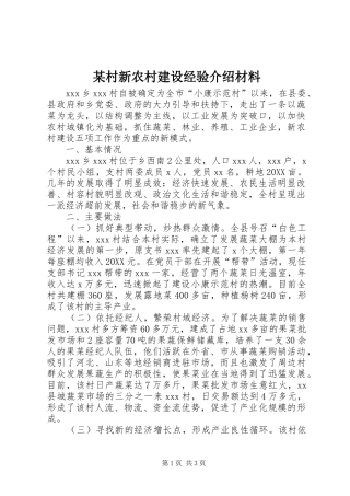 村新农村建设经验介绍材料