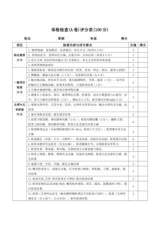 体格检查评分表(三基)