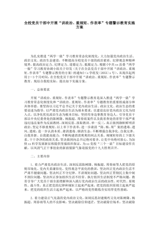 全校党员干部中开展“讲政治、重规矩、作表率”专题警示教育实施方案-总结报告模板