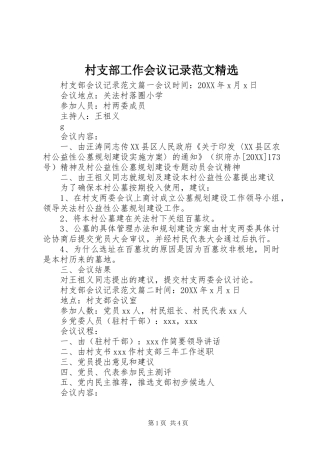 村支部工作会议记录范文
