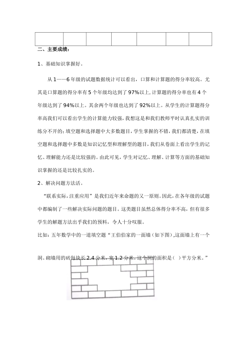 全校数学期中考试质量分析_第2页