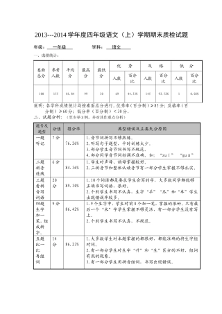 全校语文质量分析