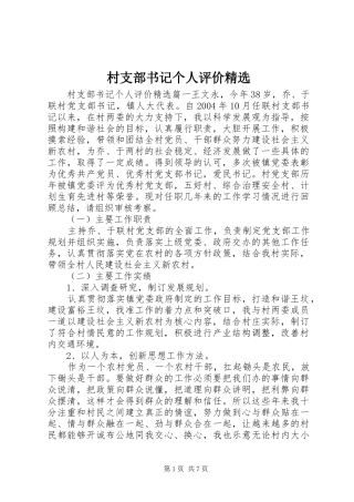 村支部书记个人评价