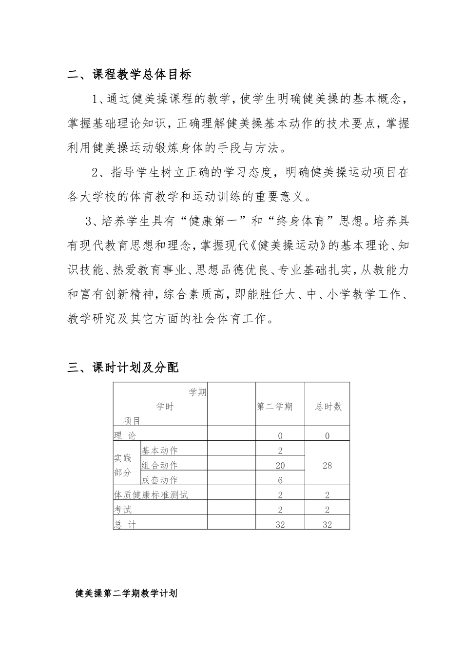 体育教育专业《健美操》教学大纲_第2页