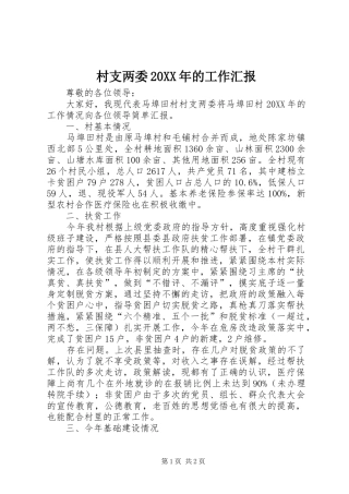 村支两委的工作汇报