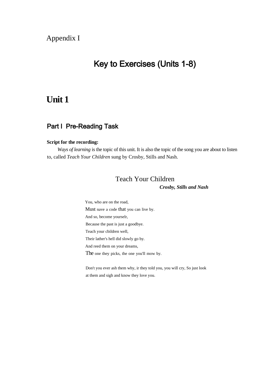 全新版大学英语第二册综合教程练习答案及课文译文_第1页