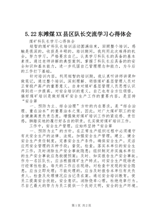 东滩煤县区队长交流学习心得体会
