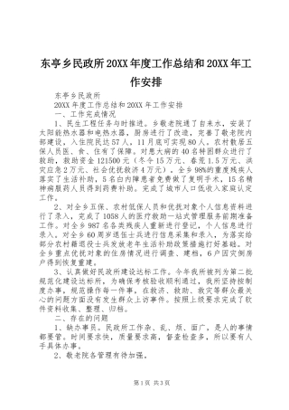 东亭乡民政所年度工作总结和工作安排