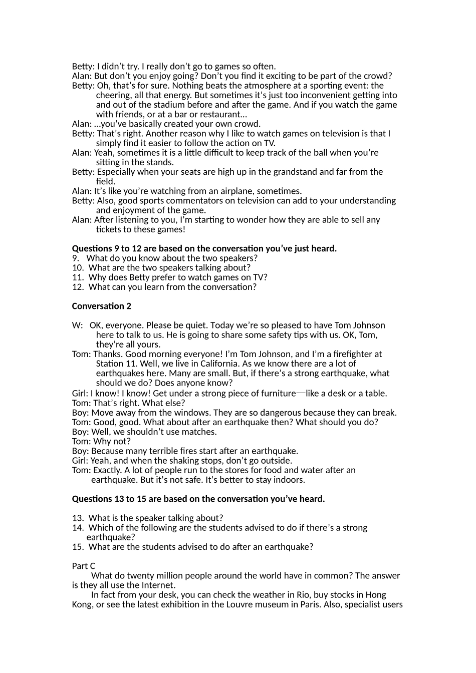 全新版大学英语听说教程2-test1-2听力原文_第2页