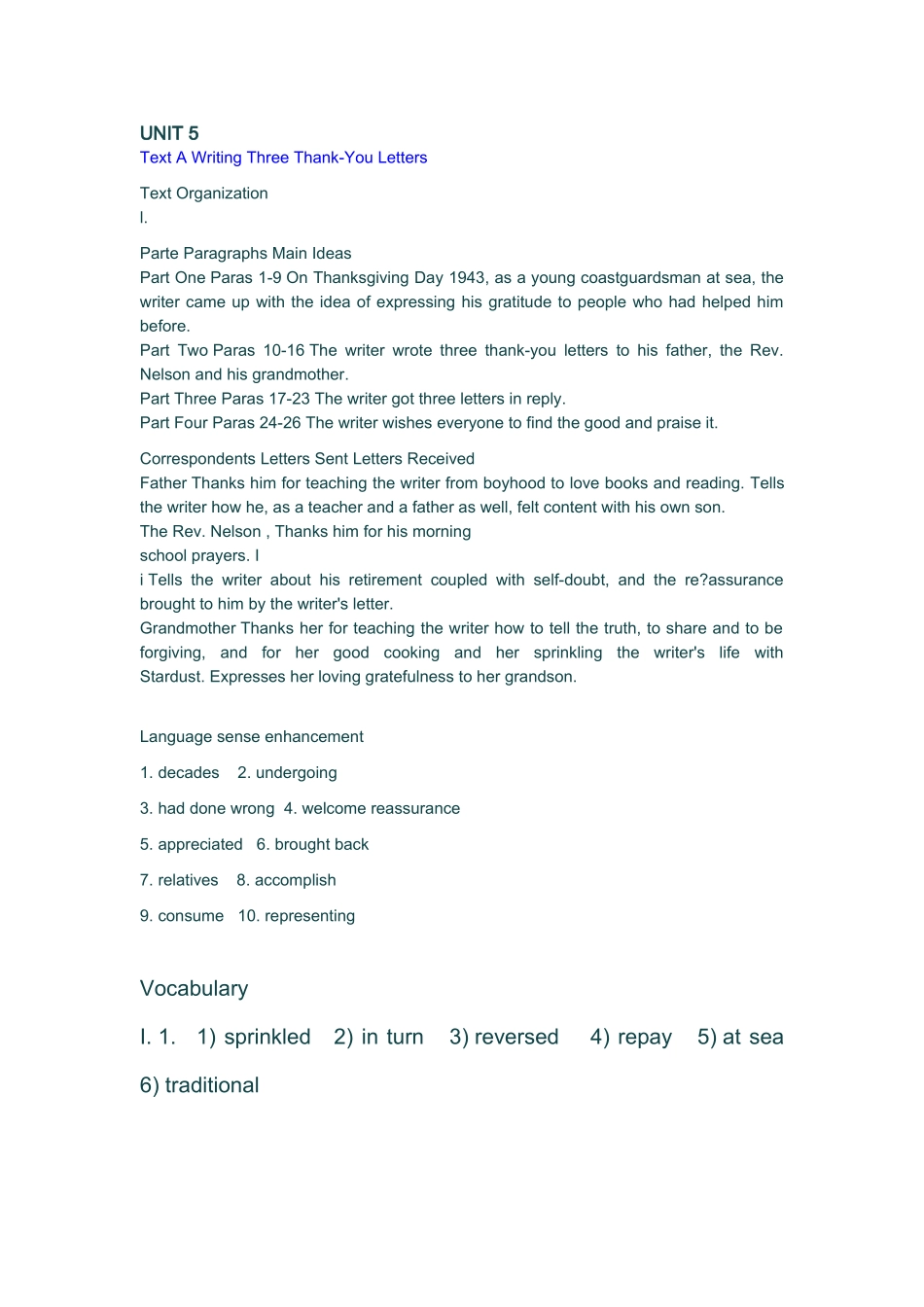 全新版大学英语综合教程(第二版)3解答Unit5-8_第1页