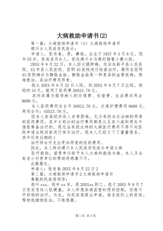 大病救助申请书