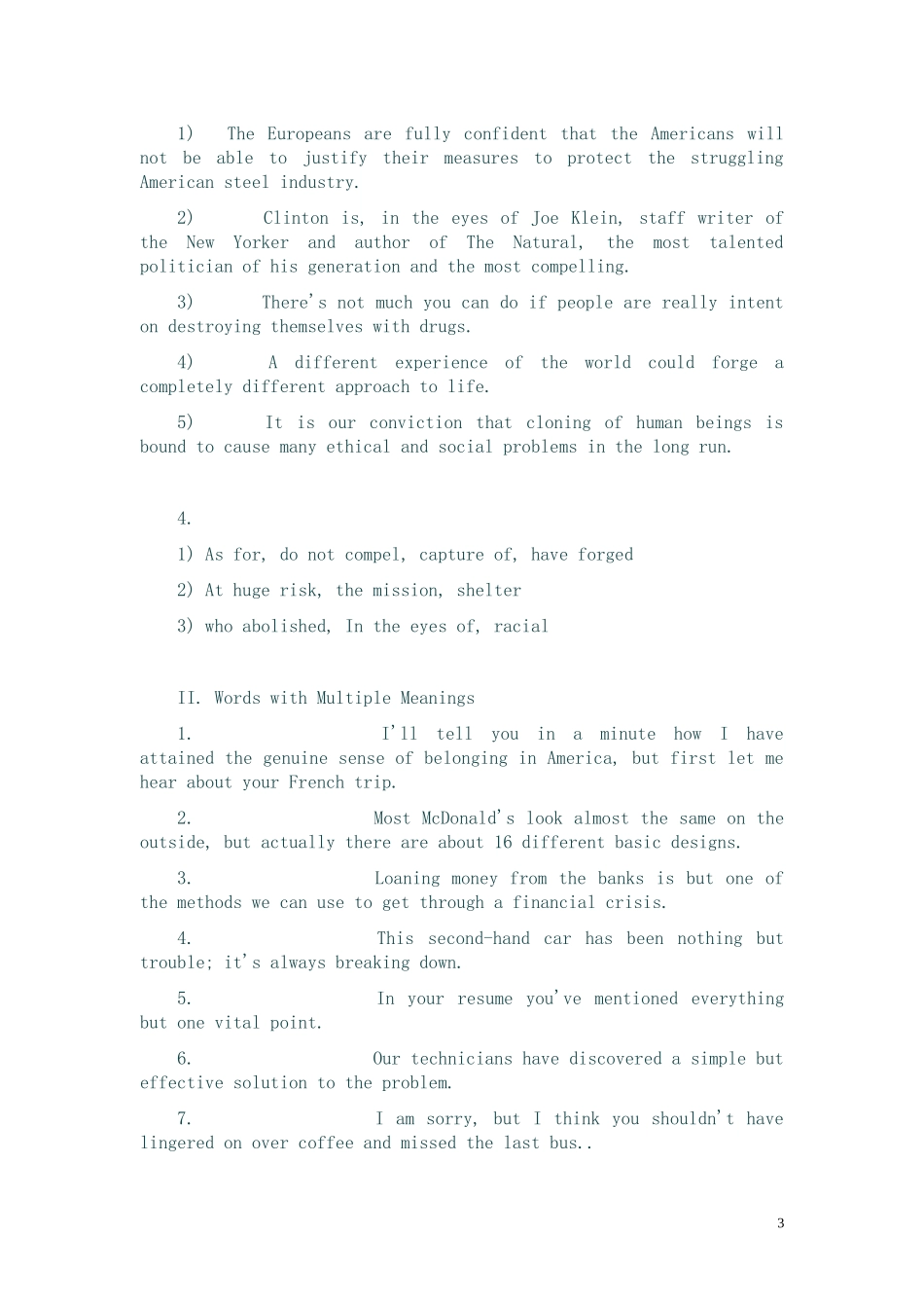 全新版大学英语综合教程(第二版)第三册课后练习答案_第3页