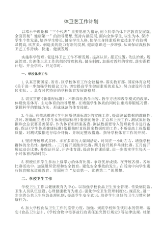 体卫艺工作计划