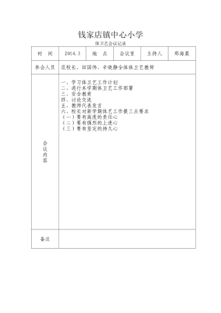 体卫艺工作专题会议记录