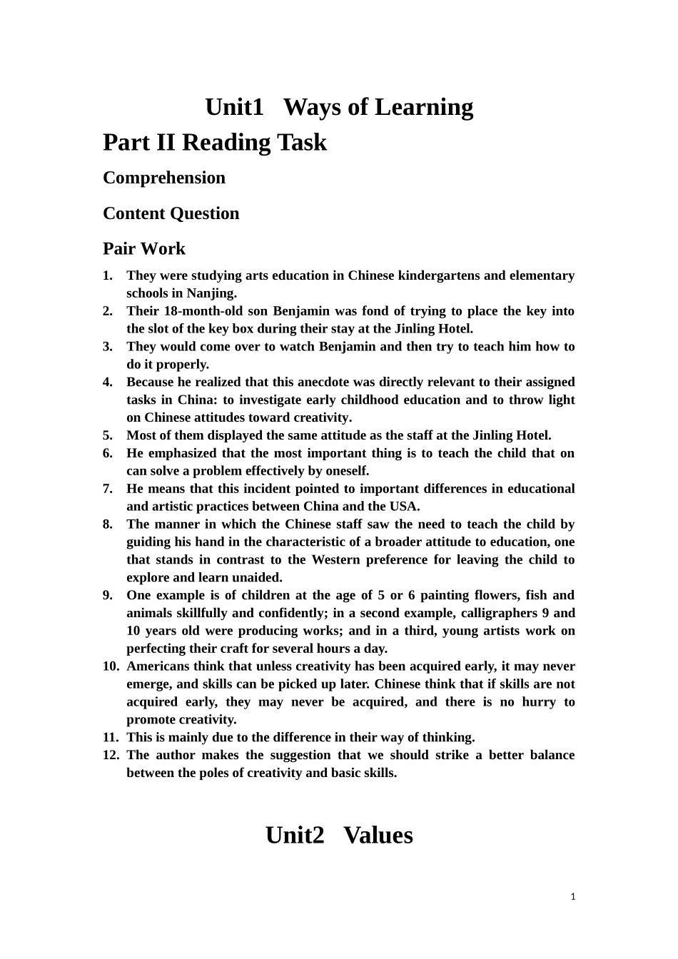 全新版大学英语综合教程2content-question答案.doc_第1页