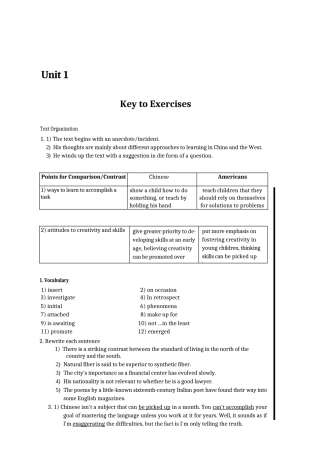 全新版大学英语综合教程2第二版解答unit1-unit-3