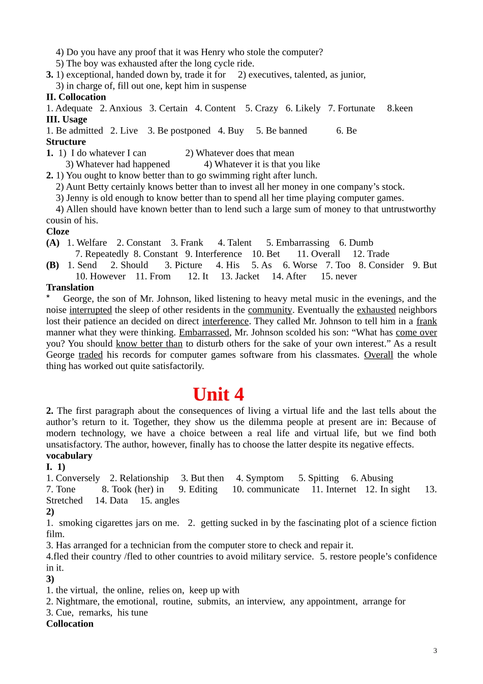 全新版大学英语综合教程2--课后答案--上海外语教育出版社_第3页