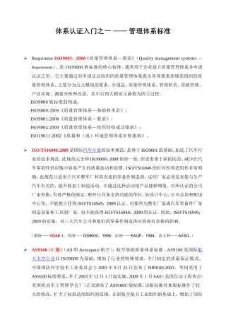 体系认证入门(体系标准)