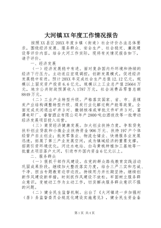 大河镇年度工作情况报告