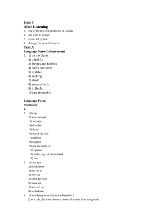 全新版大学英语综合教程的第8单元答案