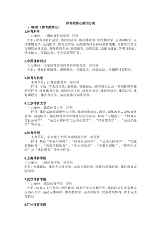 体育类核心期刊