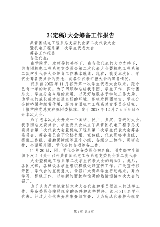 大会筹备工作报告