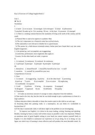 全新版大学英语综合教程第二册答案