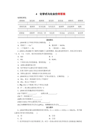 全新初中化学知识点专项复习训练附答案--化学式与化合价-精品