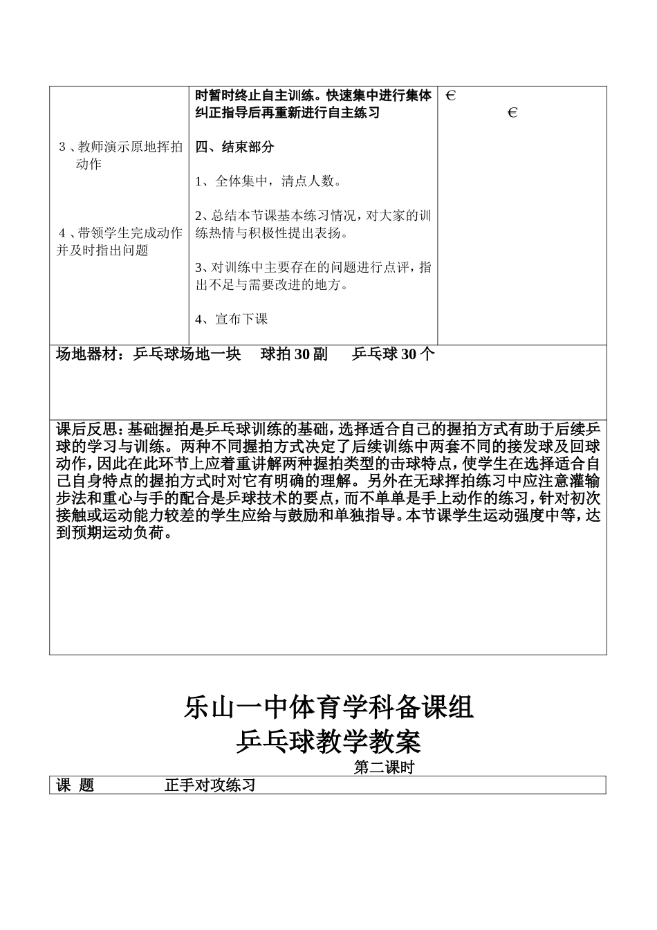 体育乒乓球教案_第3页