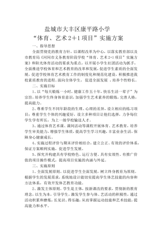 体育、艺术2+1活动方案