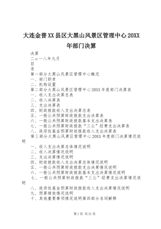 大连金普县区大黑山风景区管理中心部门决算