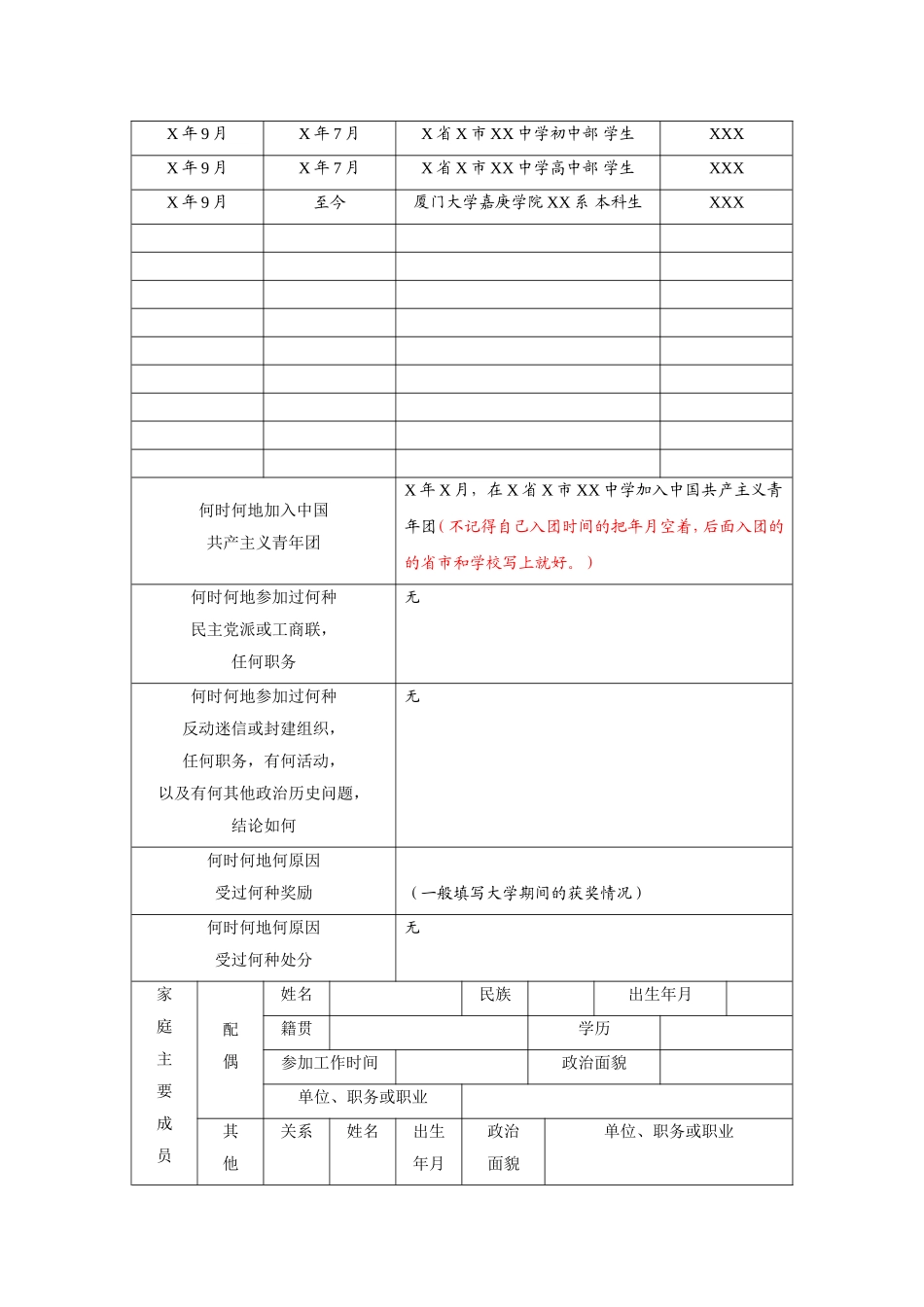 入党志愿书模板002_第2页