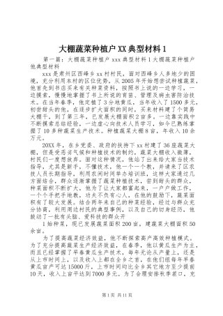 大棚蔬菜种植户典型材料