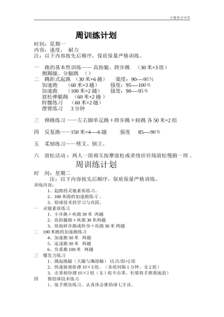 体育周训练计划