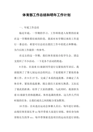 体育部工作总结和明年工作计划