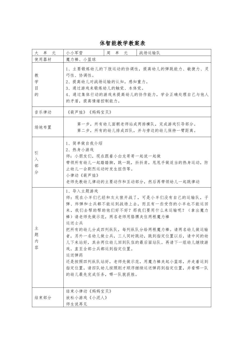 体智能教学教案表_第3页