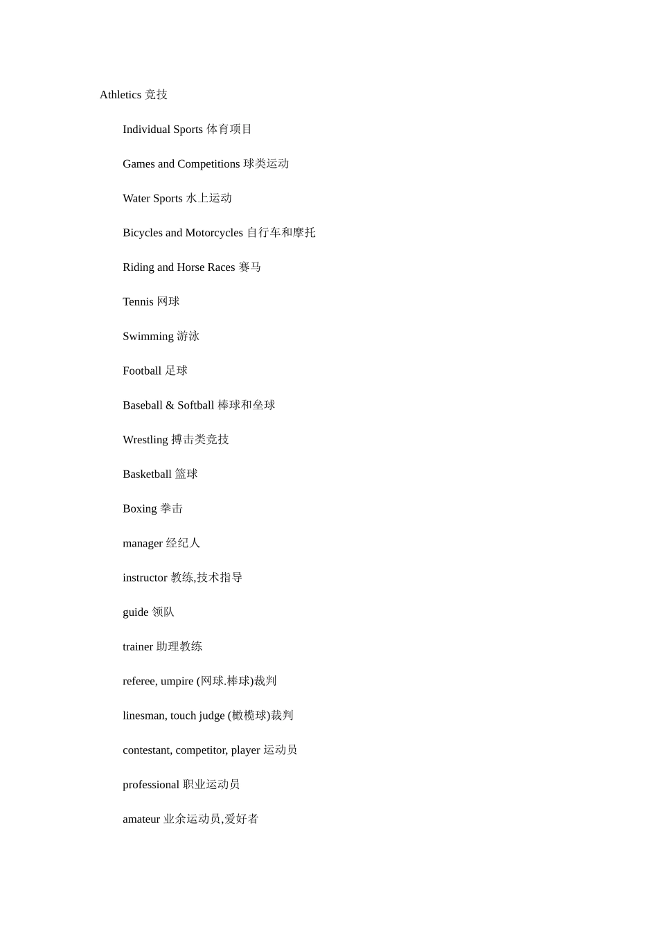 体育常见词汇_第1页