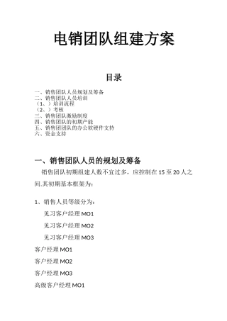 信贷电销团队组建方案