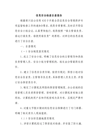 信息安全检查自查报告
