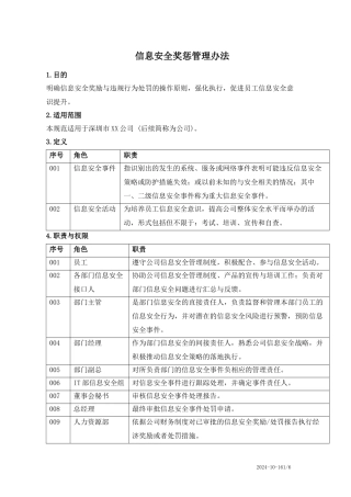 信息安全奖惩管理办法