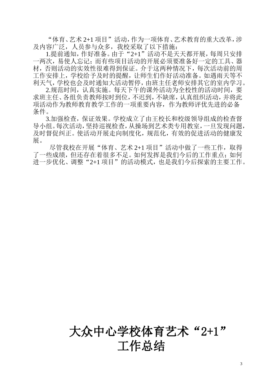 体育艺术2+1工作总结_第3页