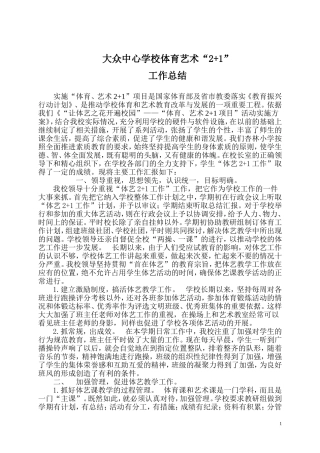 体育艺术2+1工作总结