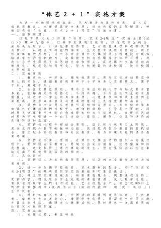 体育艺术2+1实施方案